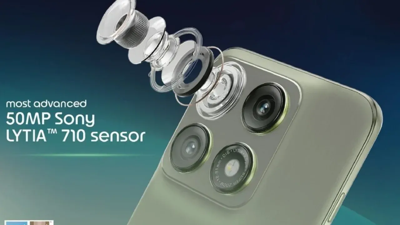Motorola Edge 70 Pro 50MP Sony LYTIA 710 camera sensor with lens structure and triple camera module