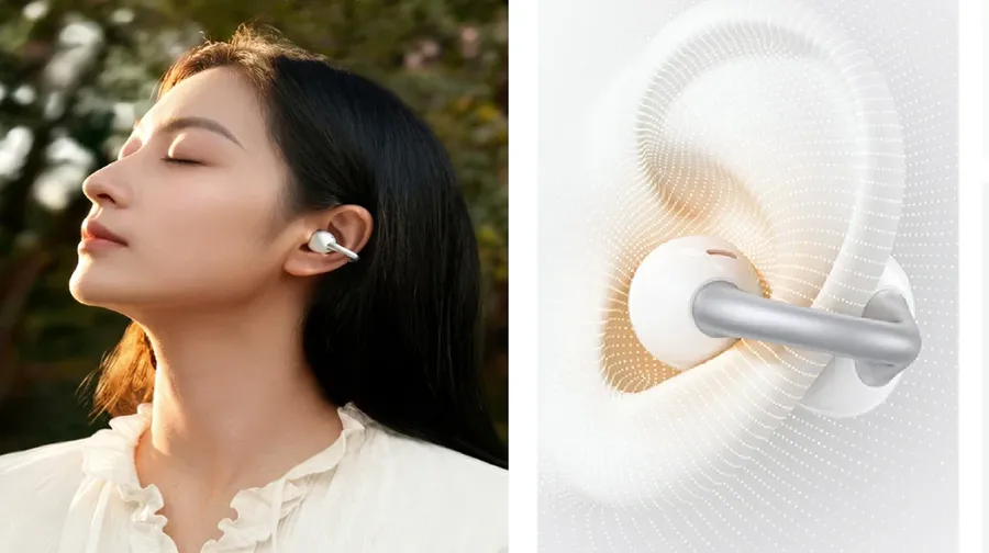 UGREEN HiTune S6 Pro open-ear wireless earbuds with charging case and companion app interface