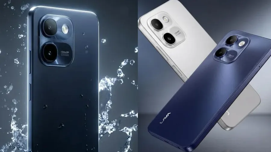Lava Smart 4 Plus smartphone in Nilgiri Blue showcasing its 6.75-inch 90Hz display and dual rear camera setup