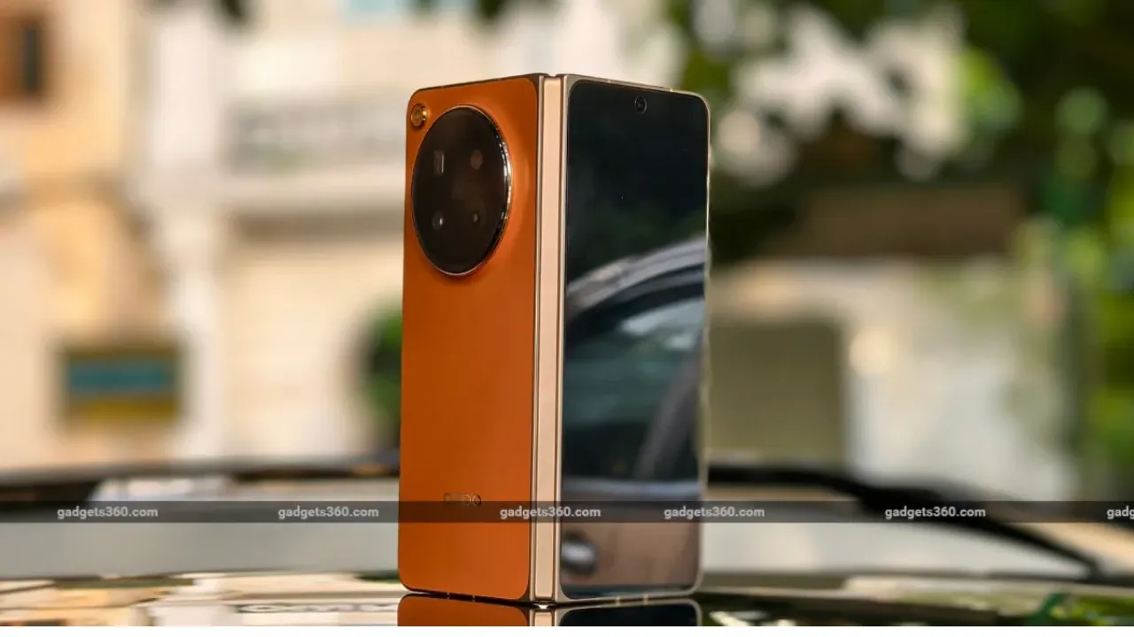 A foldable smartphone displayed in tablet mode, showcasing a large crease-minimized inner screen and slim bezels.