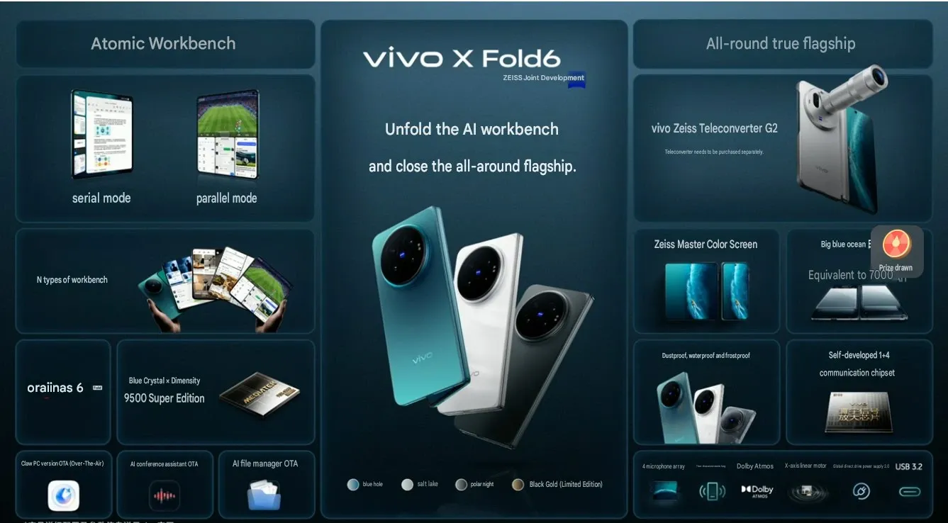 Vivo X Fold 6 unfolded showing the 8.02-inch AMOLED inner display